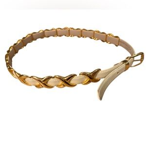 Gold and Cream Captiva Leather Belt